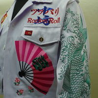 卒ラン刺繍　愛知県より　白特攻服ショート刺繍のサムネイル